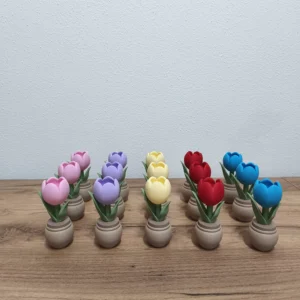 Dekoratívny 3D tulipán v kvetináči