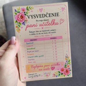 Vysvedčenie pre pani učiteľku